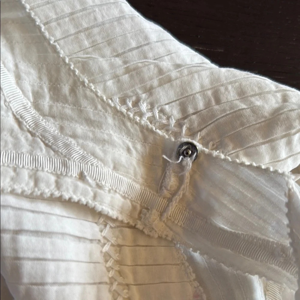Vanessa Virginia Anthropologie Women’s 4 White Smocked Sleeveless Tank Top - Picture 6 of 6